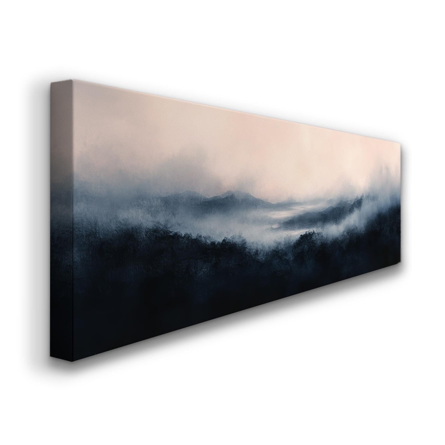 Misty Mountain Range Canvas Art | Watercolor Wash Print | Tranquil Zen Wall Art For Living Room Panoramic Wall Art