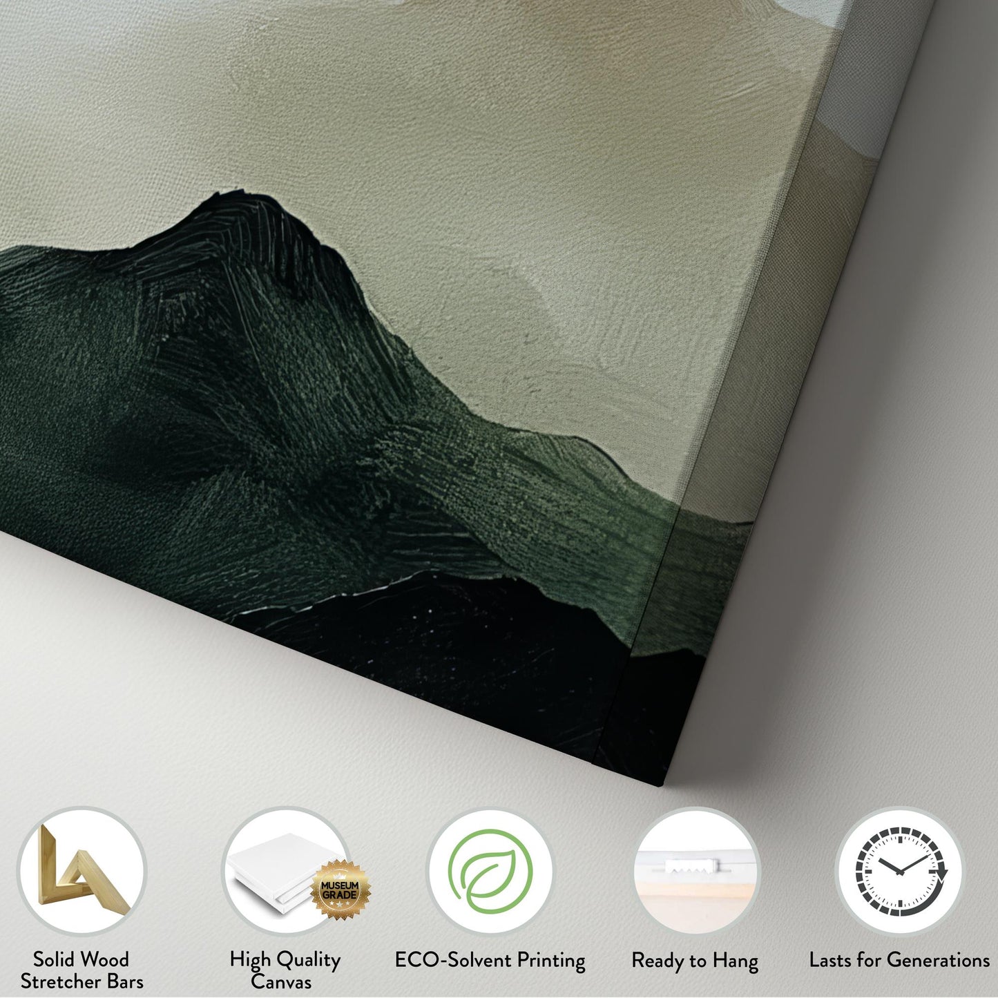 Misty Mountain Majesty Canvas Art | Impasto Print | Tranquil Zen Wall Art For Living Room | Sagebrush Cloud White Art Square Canvas Art