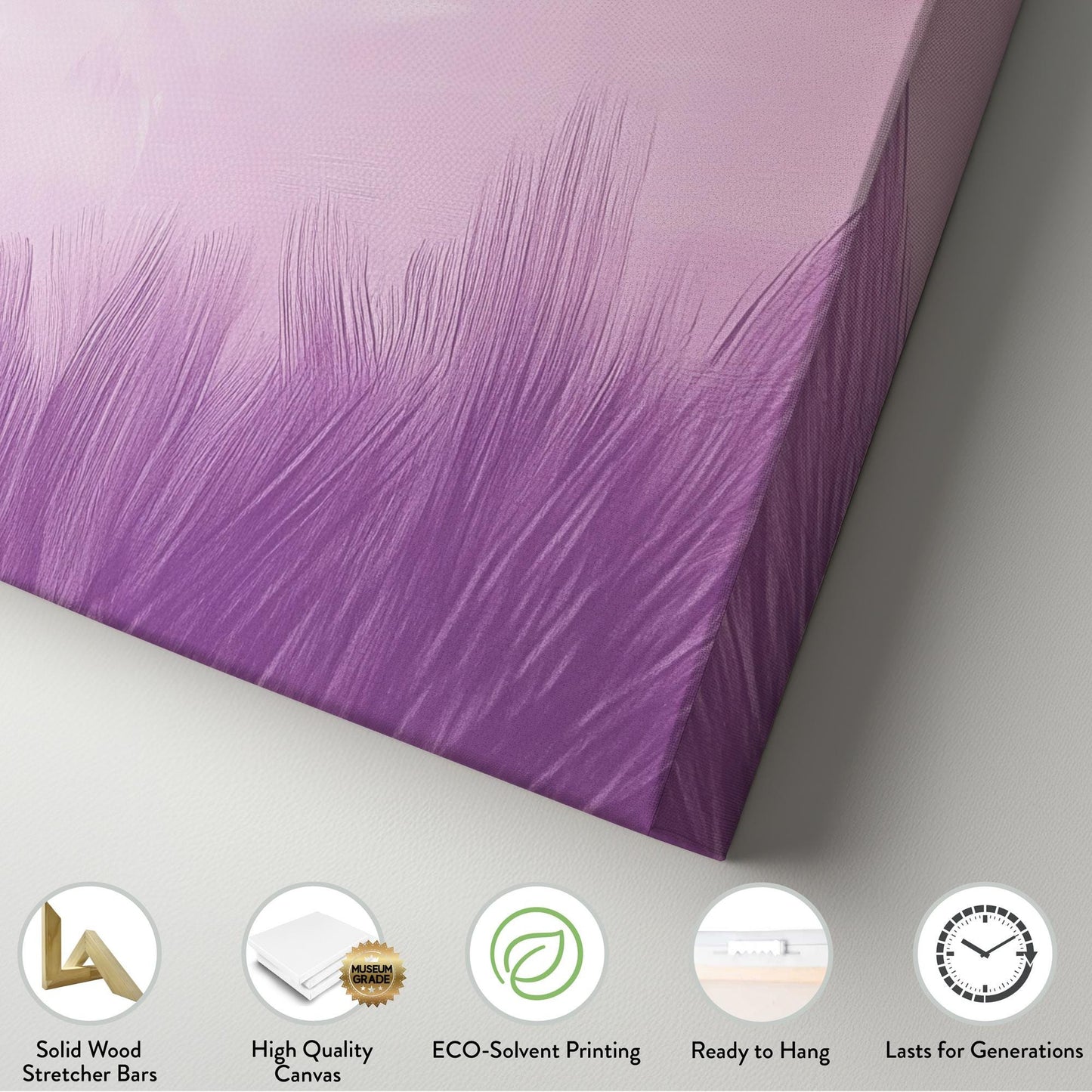 Serene Lavender Feather Canvas Art | Impasto Brushstroke Print | Bohemian Wall Art For Bedroom | Lilac Ash Art Horizontal Art