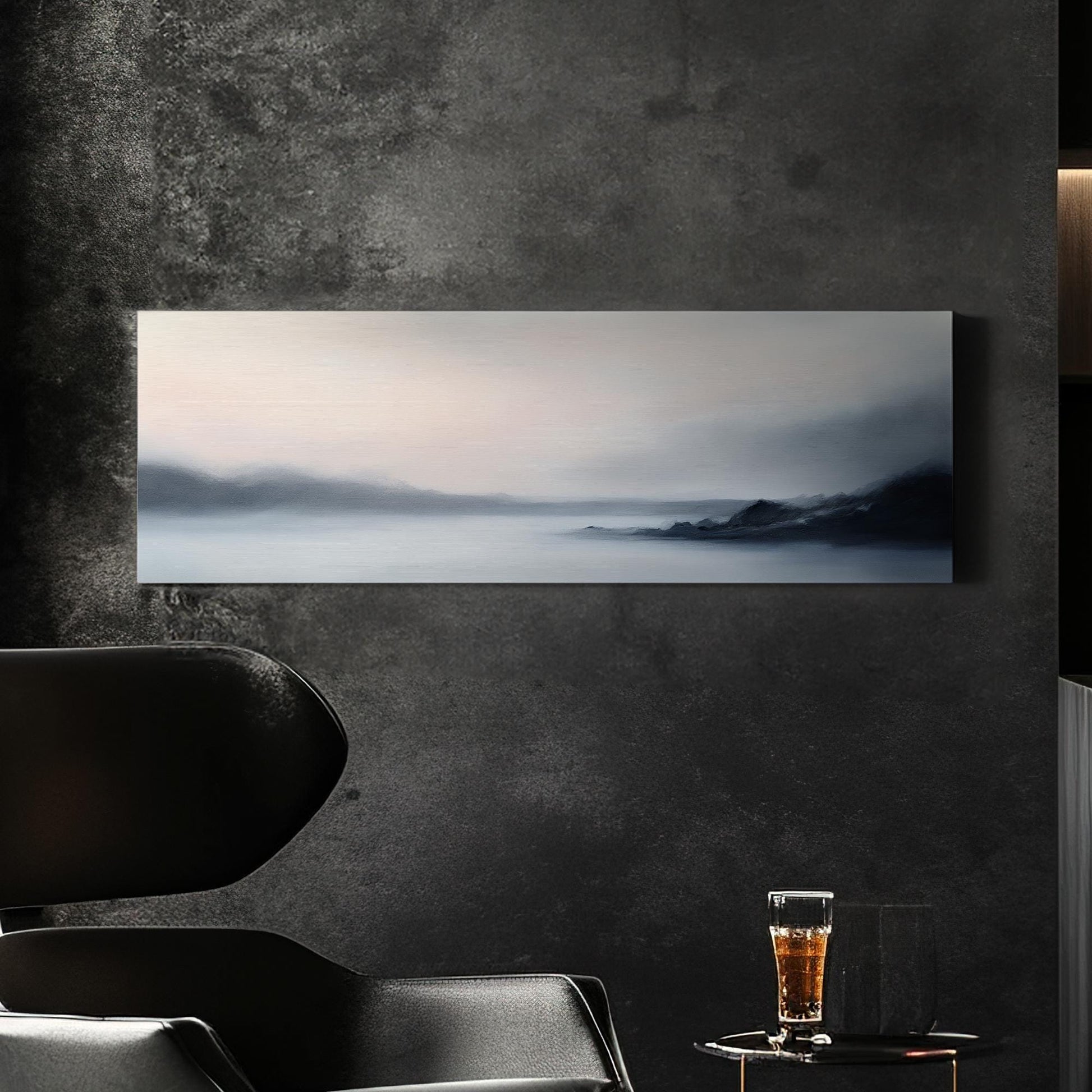 Serene Landscape Canvas Art | Impressionistic Oil Print | Tranquil Minimalist Wall Art For Living Room Panoramic Wall Art