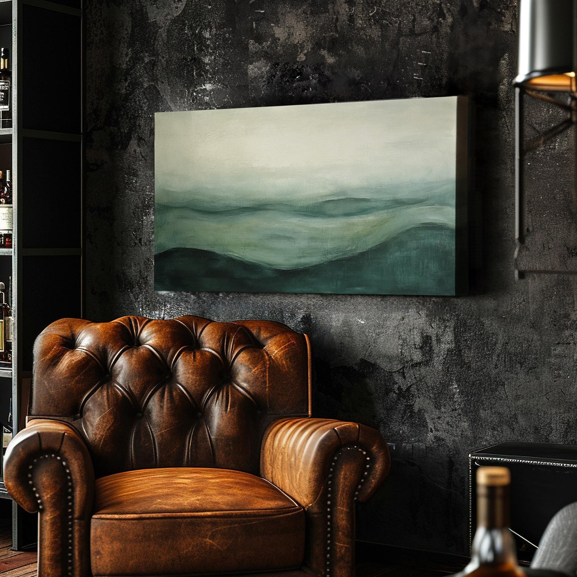 Serene Landscape Canvas Art | Impasto Brushstroke Print | Biophilic Wall Art For Living Room | Sage Green and Celadon Art Horizontal Art
