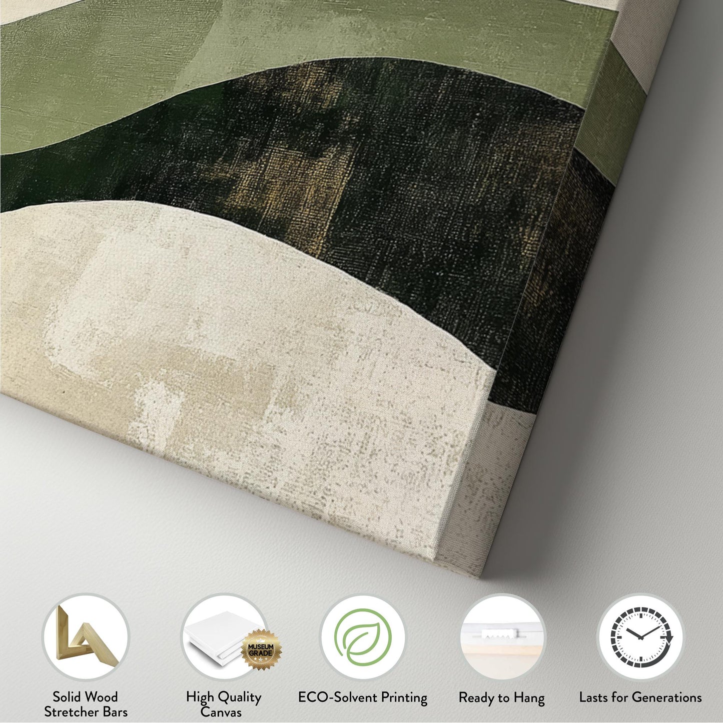 Serene Landscape Canvas Art | Abstract Expressionist Print | Biophilic Wall Art For Living Room | Sage Green Oyster Art Panoramic Wall Art