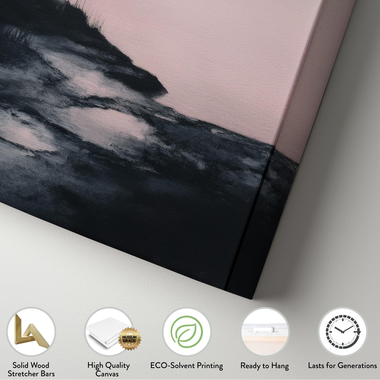 Serene Lakeshore Canvas Art | Subtle Impressionism Print | Tranquil Scandinavian Wall Art For Living Room Long Vertical Art