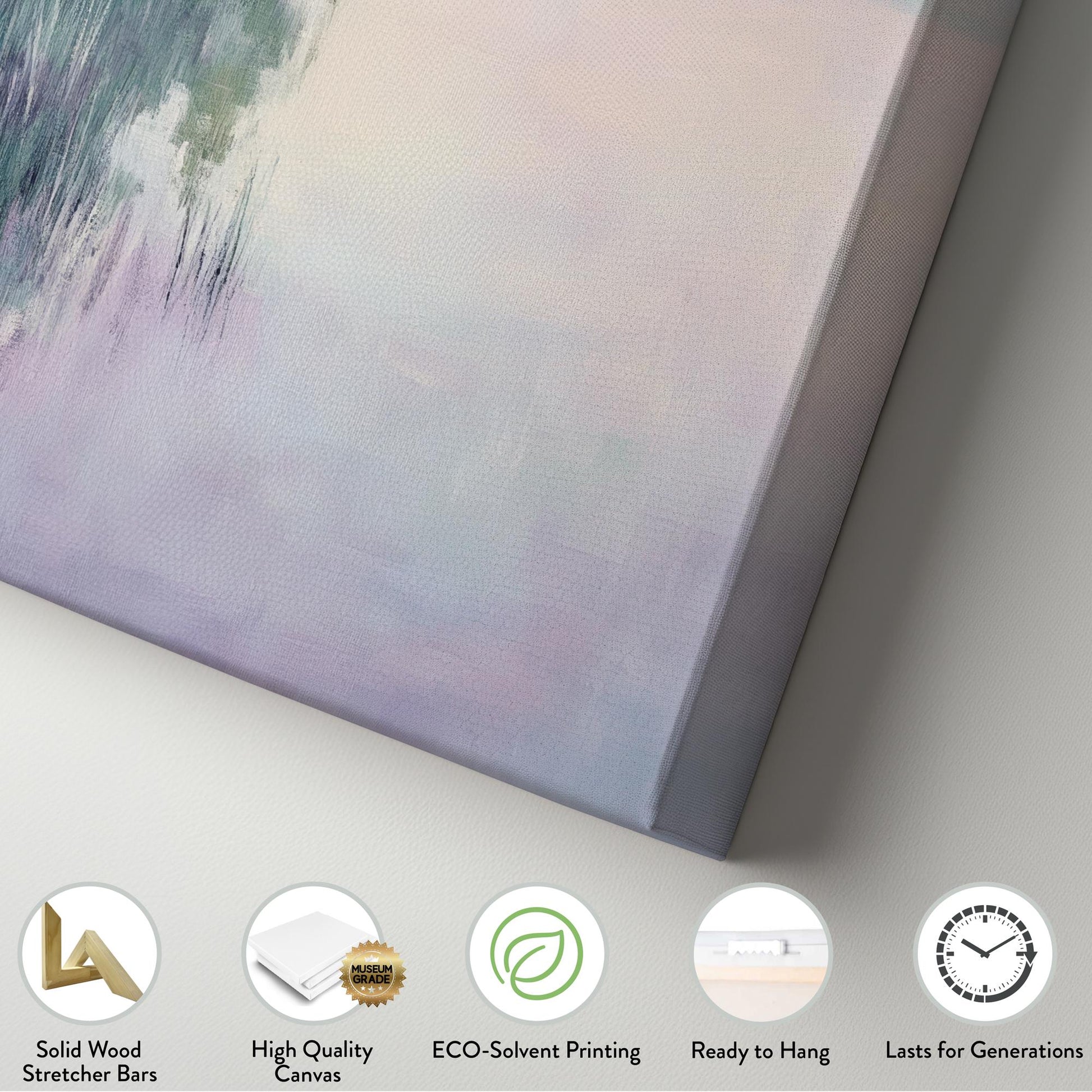 Serene Lake Reflection Canvas Art | Impressionistic Oil Print | Tranquil Coastal Wall Art For Living Room Vertical Canvas