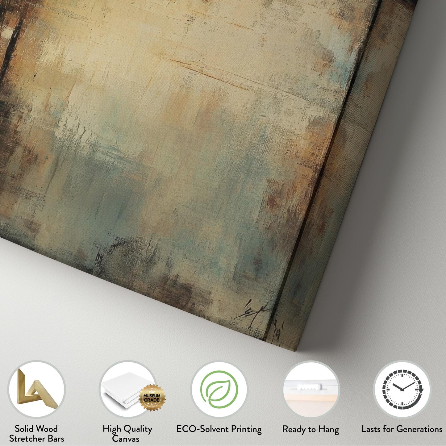 Serene Golf Course Canvas Art | Impasto Print | Transitional Wall Art For Living Room | Taupe Sage Green Art Long Vertical Art