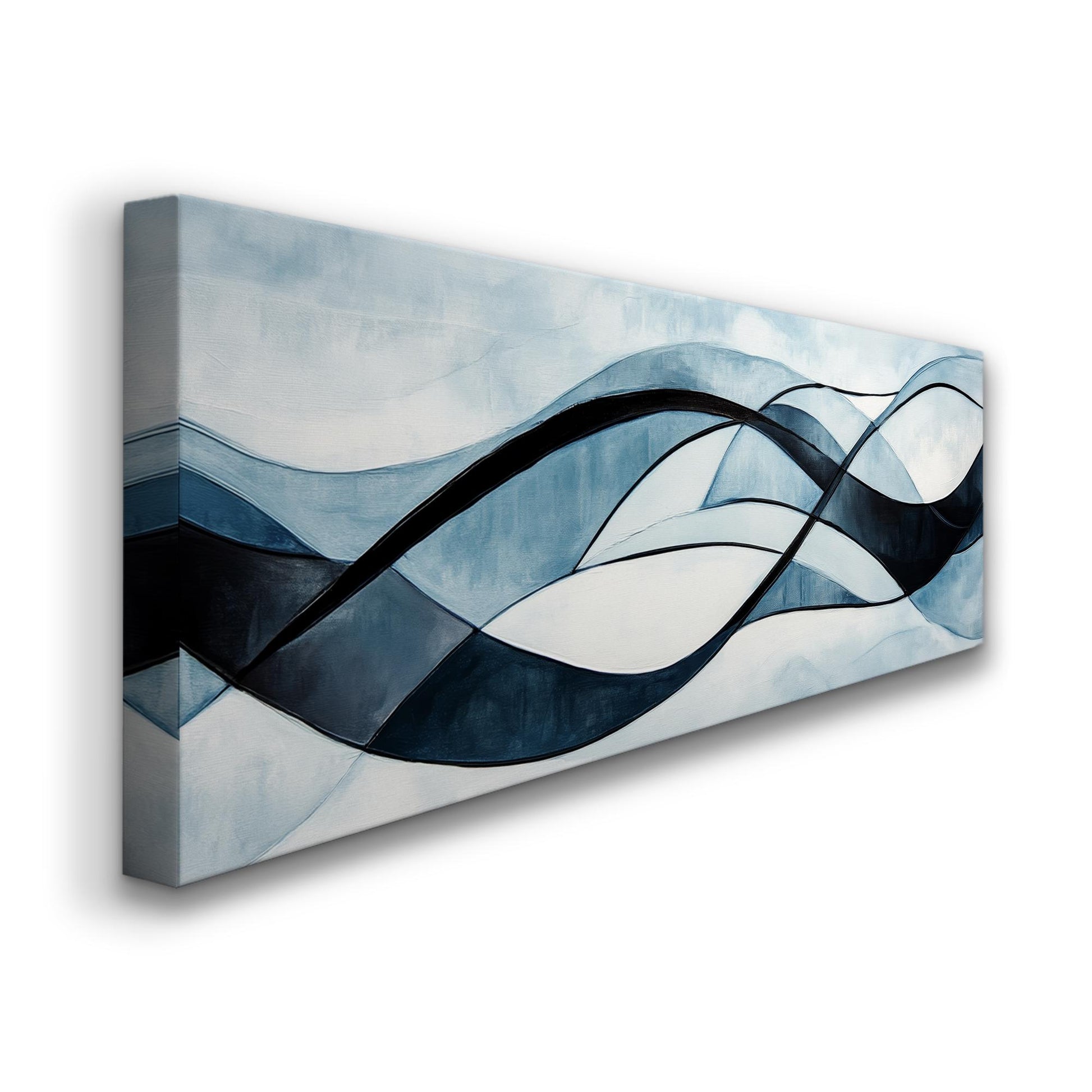 Serene Flow Canvas Art | Abstract Expressionist Print | Biophilic Wall Art For Living Room | Celestial Blue Art Panoramic Wall Art