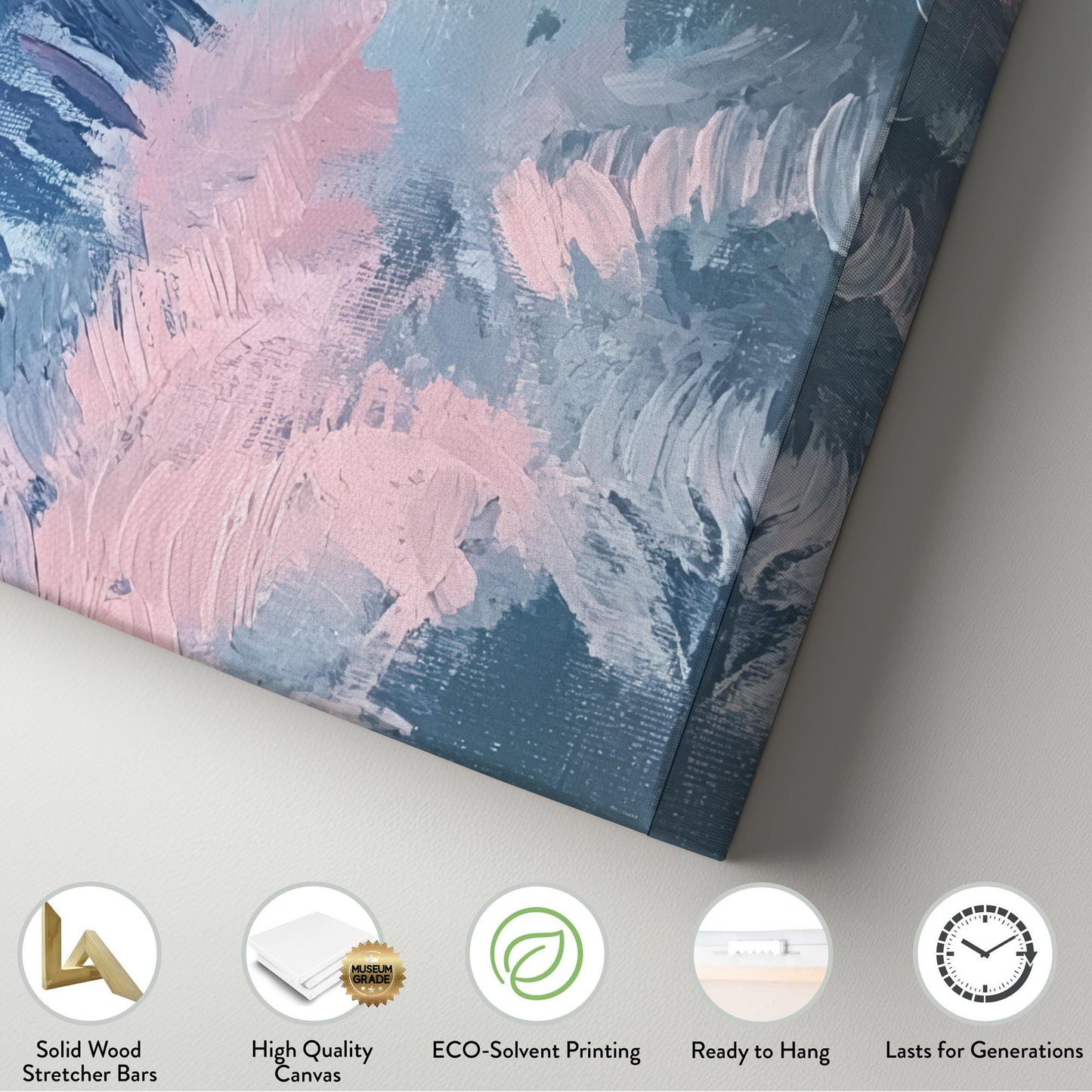 Serene Fern Canvas Art | Impasto Textural Print | Tranquil Spa Wall Art For Bedroom | Blush Pink Silver Sage Art Square Canvas Art