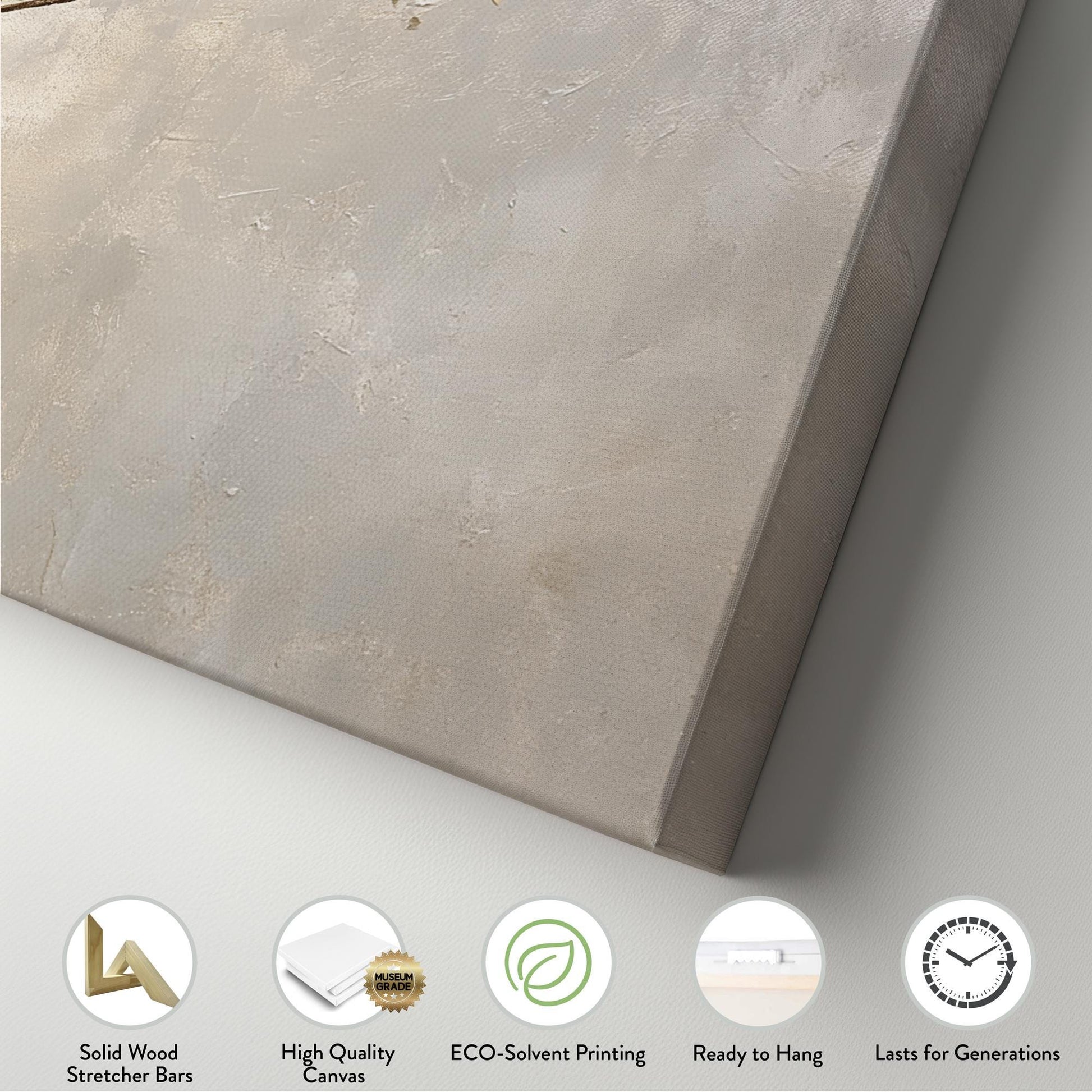 Serene Blossom Canvas Art | Impasto Textural Print | Tranquil Zen Wall Art For Living Room | Champagne Gold Art Panoramic Wall Art
