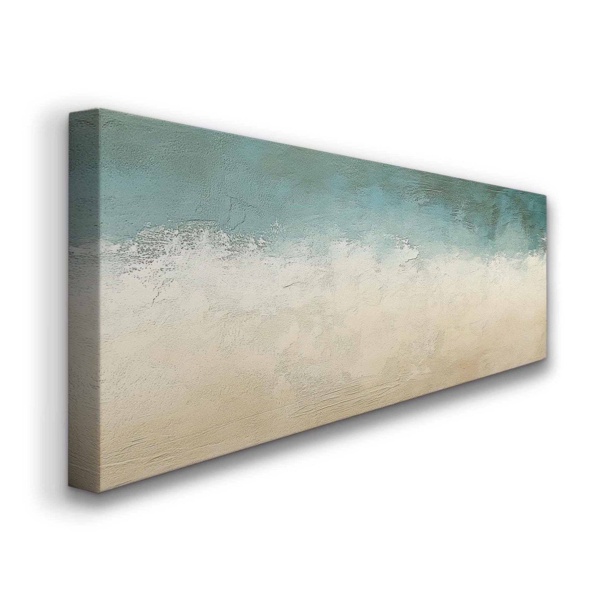 Seascape Textured Canvas Art | Impasto Palette Knife Print | Coastal Bohemian Wall Art For Living Room Panoramic Wall Art