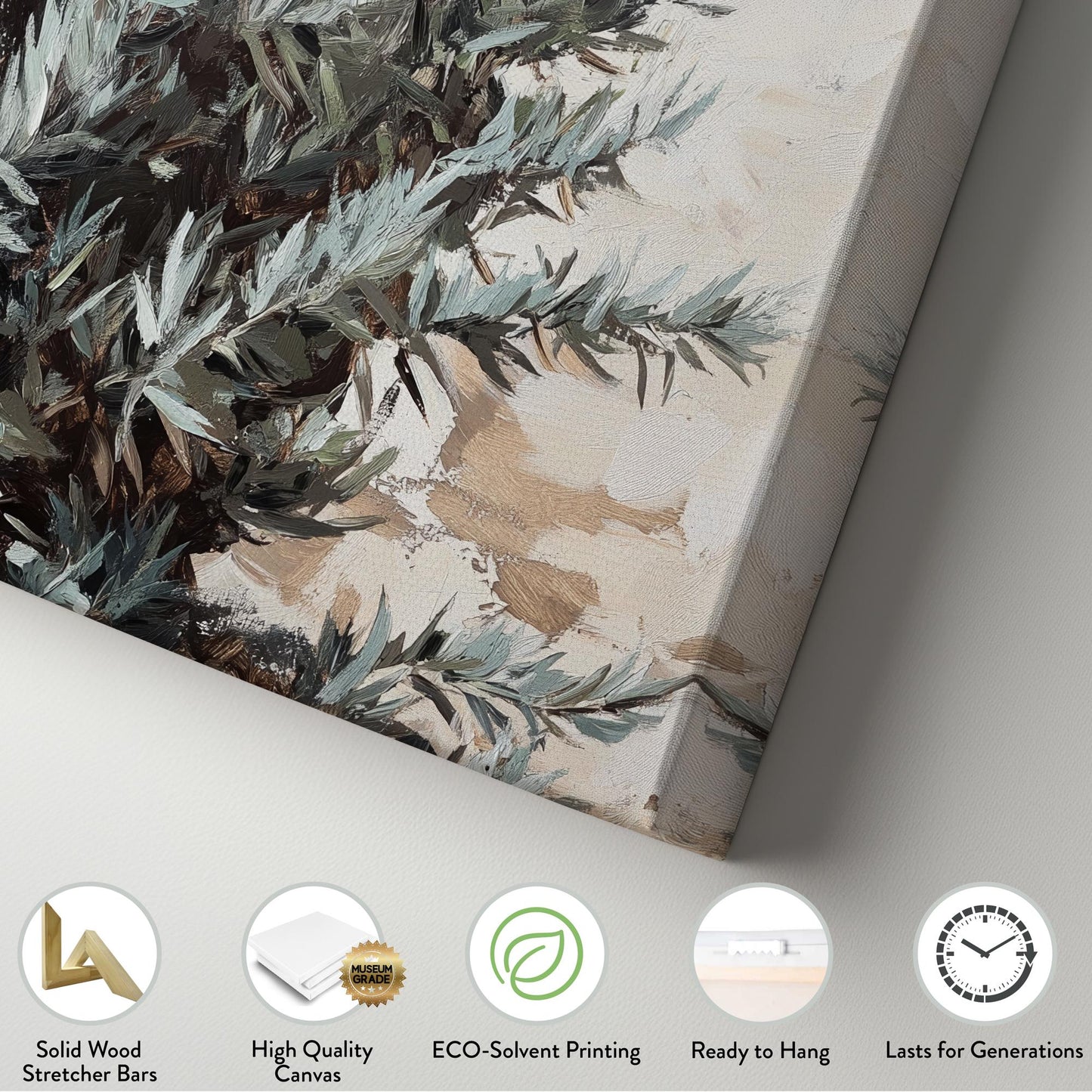 Sagebrush Impressionist Canvas Art | Impasto Painting Print | Bohemian Wall Art For Living Room | Silver Sage Art Vertical Canvas