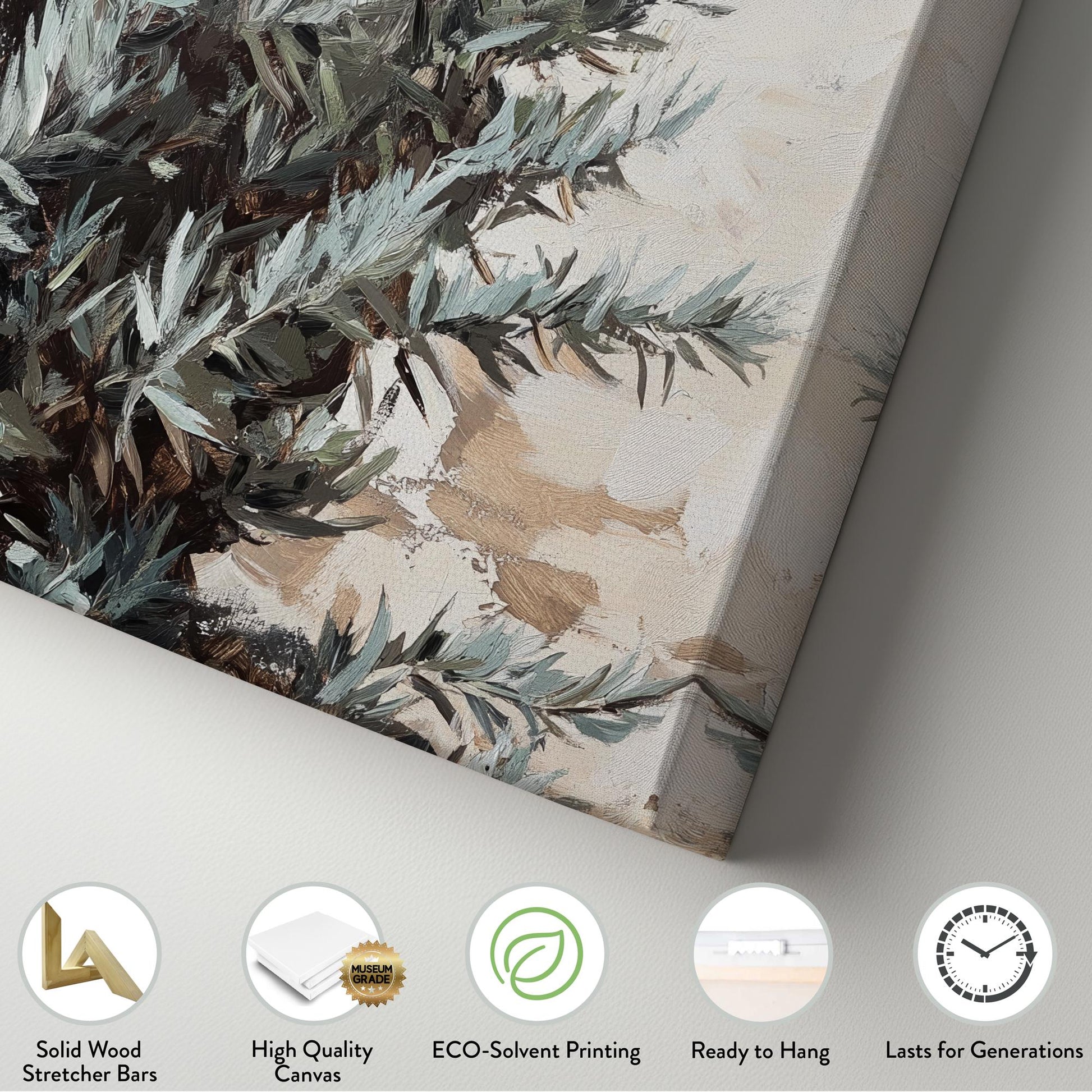 Sagebrush Impressionist Canvas Art | Impasto Painting Print | Bohemian Wall Art For Living Room | Silver Sage Art Vertical Canvas