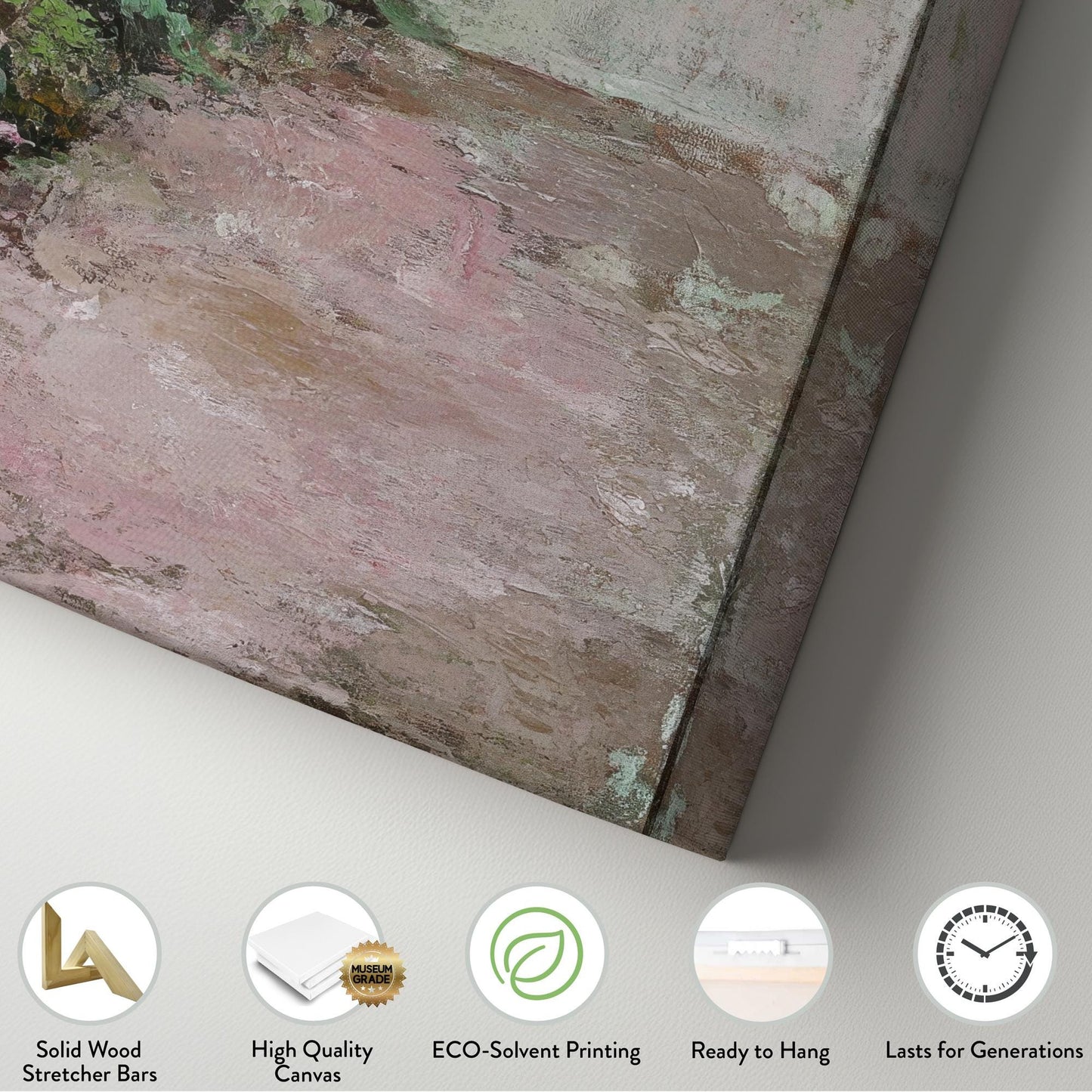 Romantic Rose Garden Canvas Art | Impasto Floral Print | Bohemian Wall Art For Bedroom | Blush Pink Sage Green Art Long Vertical Art