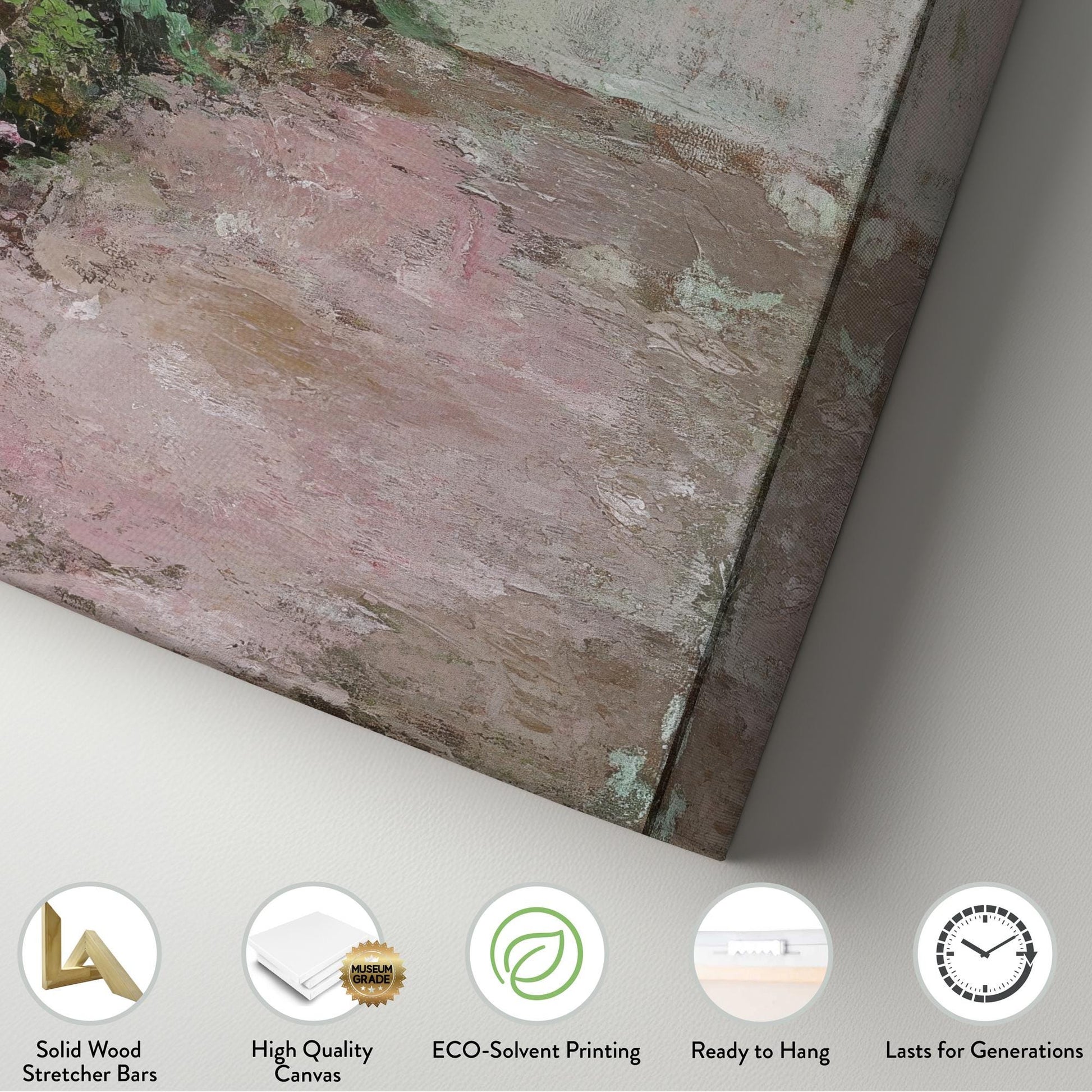 Romantic Rose Garden Canvas Art | Impasto Floral Print | Bohemian Wall Art For Bedroom | Blush Pink Sage Green Art Long Vertical Art