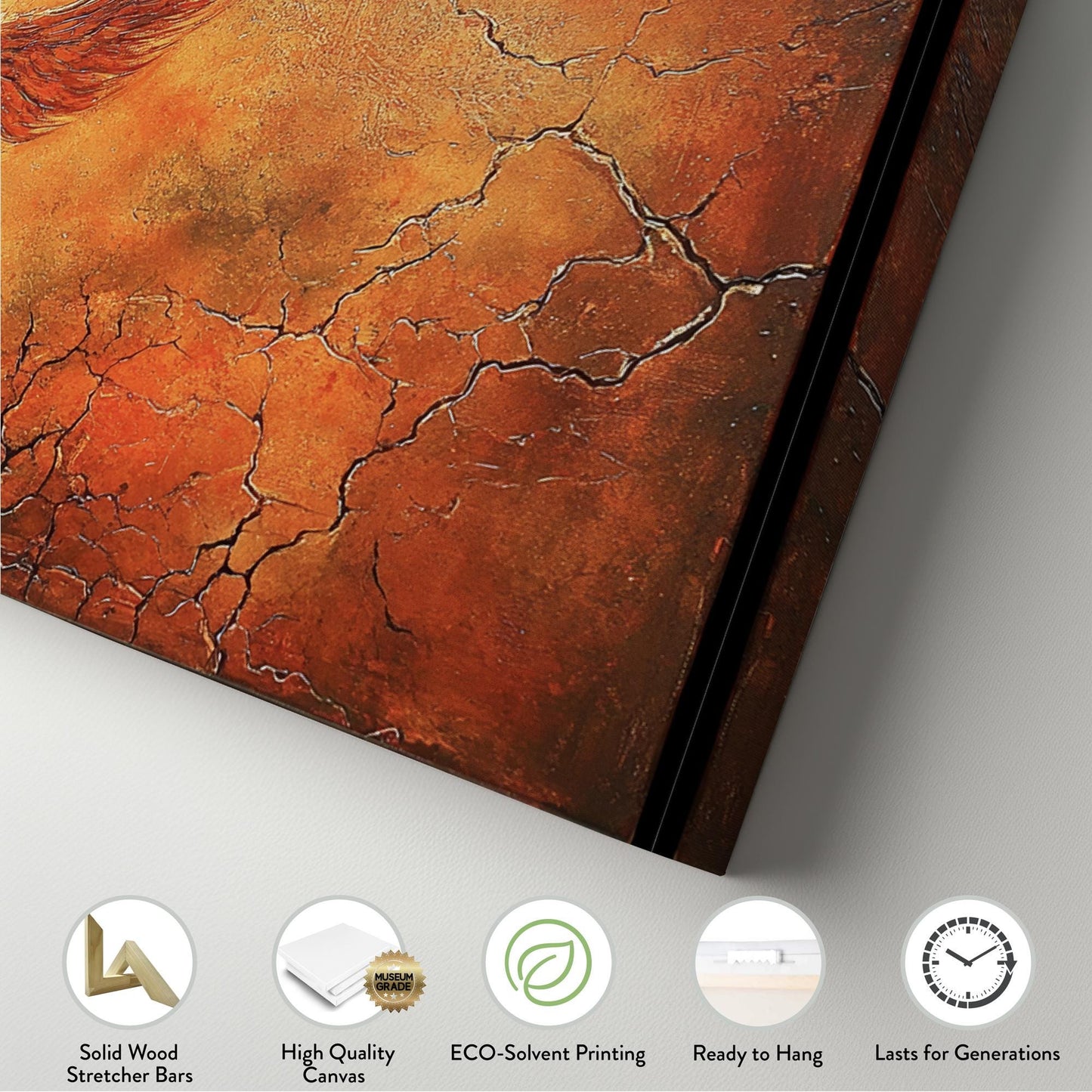 Reborn Phoenix Canvas Art | Impasto Textural Print | Biophilic Wall Art For Living Room | Fiery Ember Art Panoramic Wall Art