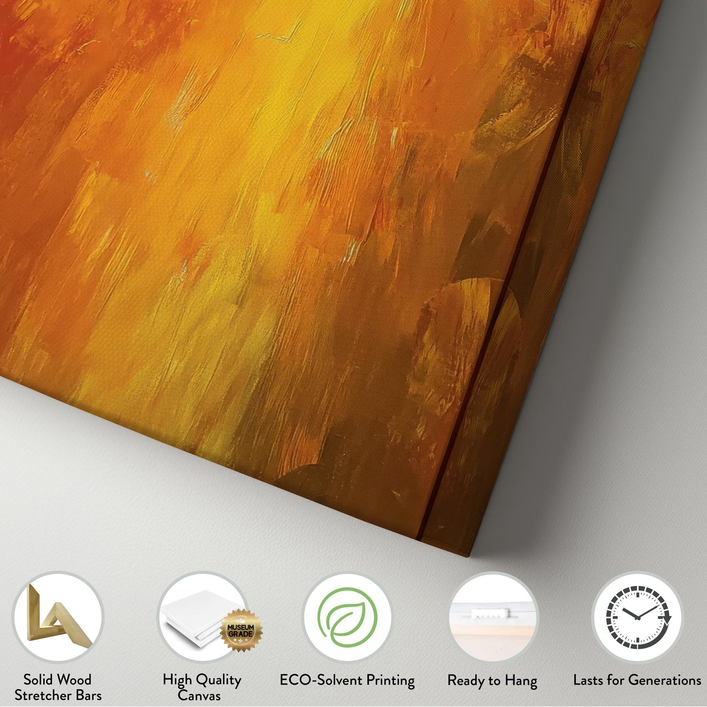 Radiant Sunburst Canvas Art | Impasto Palette Knife Print | Modern Minimalist Wall Art For Living Room Long Vertical Art