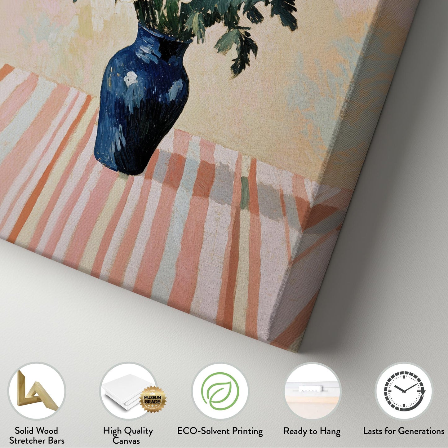 Poppy Bouquet Canvas Art | Impasto Print | Bohemian Wall Art For Dining Room | Rose Quartz Art | Modern Maximalist Decor Vertical Canvas
