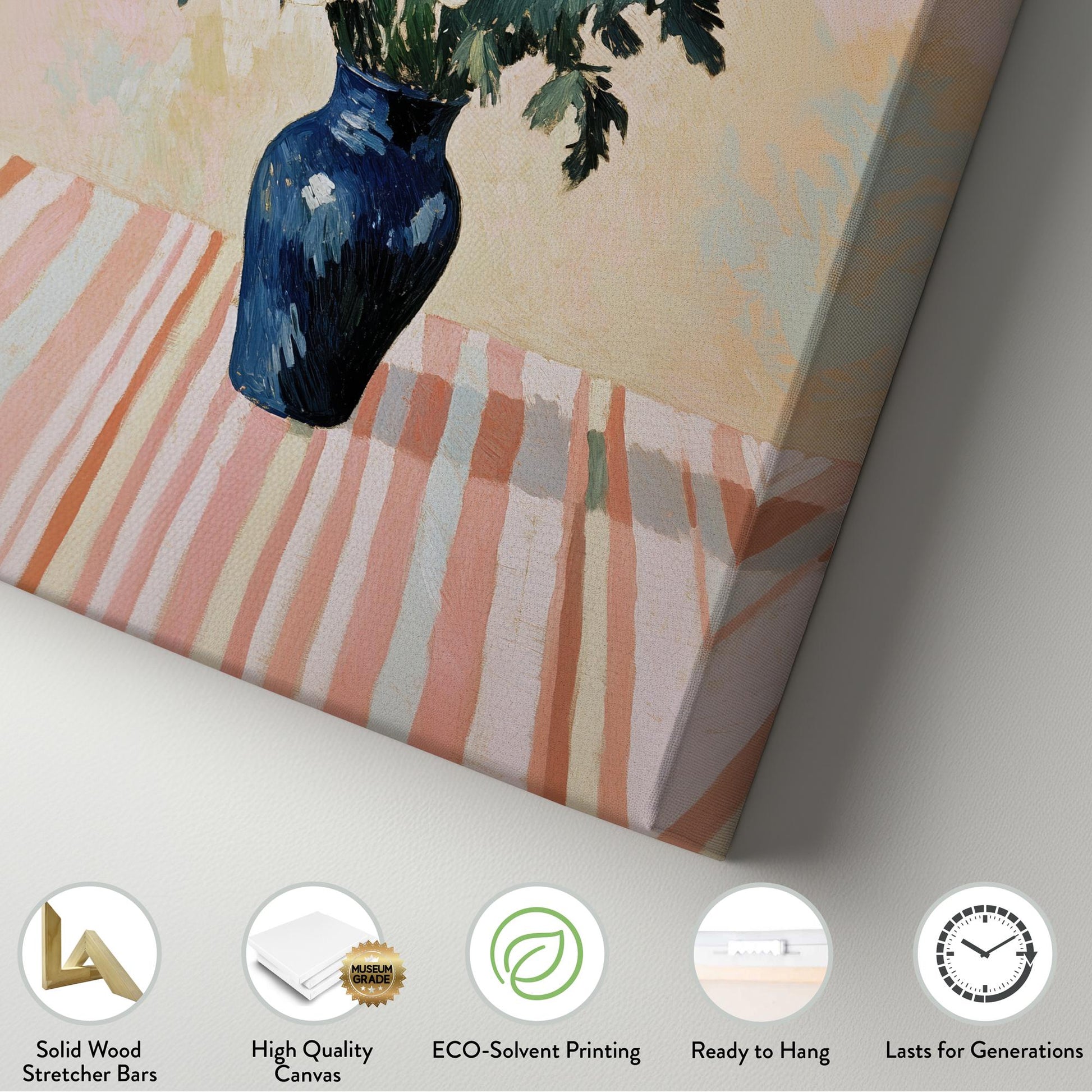 Poppy Bouquet Canvas Art | Impasto Print | Bohemian Wall Art For Dining Room | Rose Quartz Art | Modern Maximalist Decor Vertical Canvas