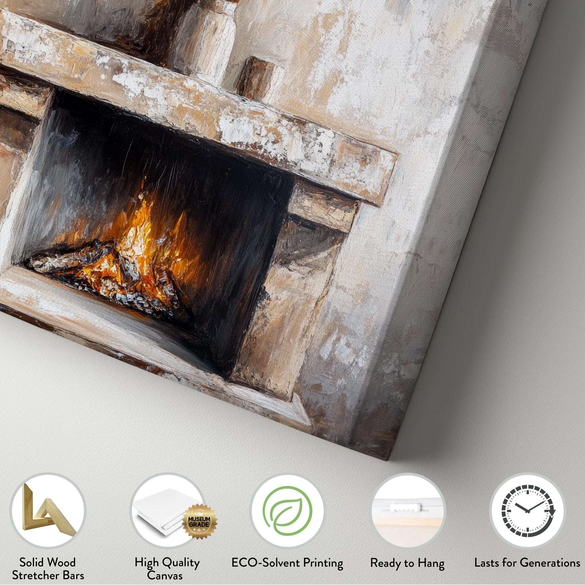 Pampas Grass Fireplace Canvas Art | Impasto Painting Print | Transitional Wall Art For Living Room | Sandstone Hues Art Vertical Canvas