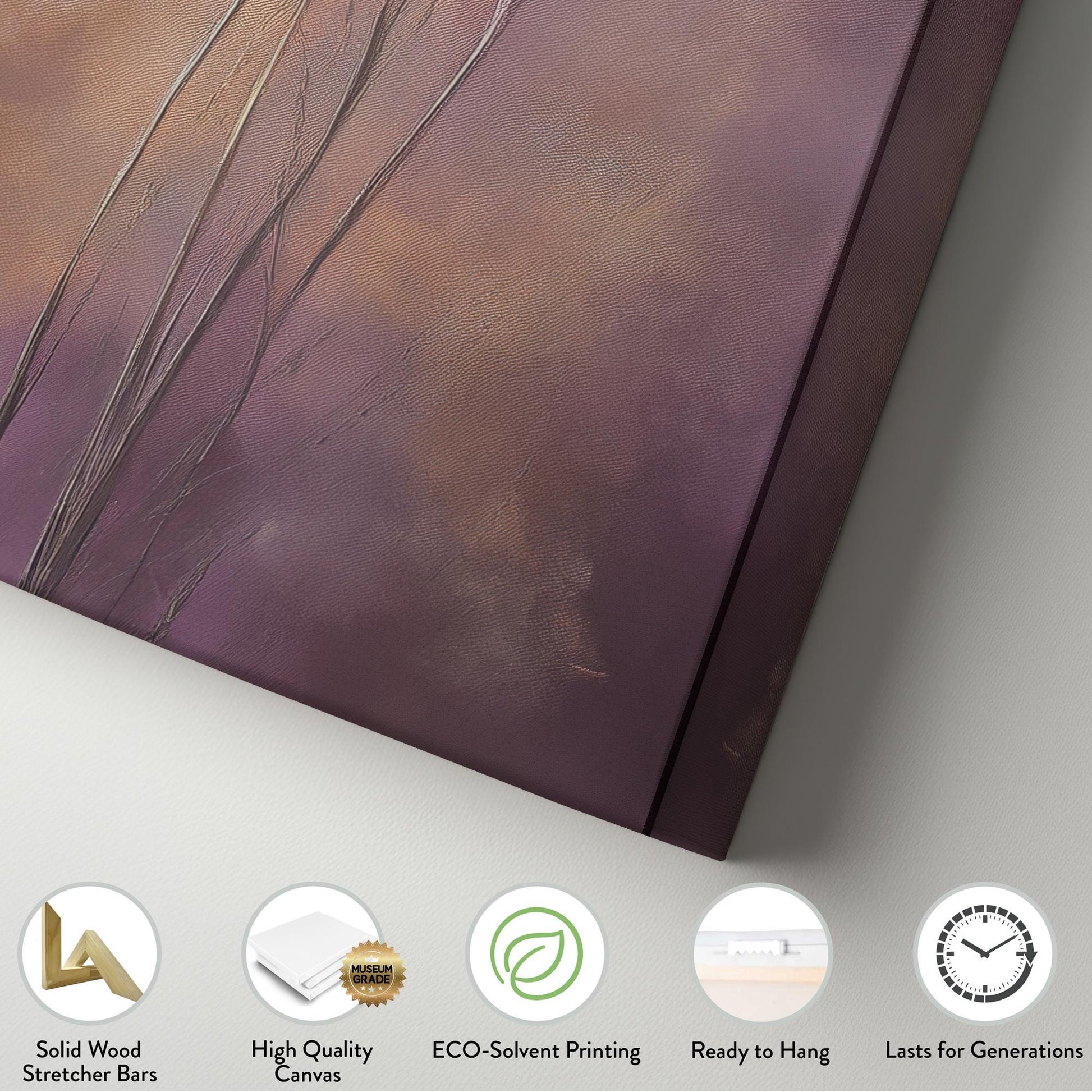 Pampas Grass Canvas Art | Impasto Textured Print | Bohemian Wall Art For Living Room | Mauve and Blush Art Long Vertical Art