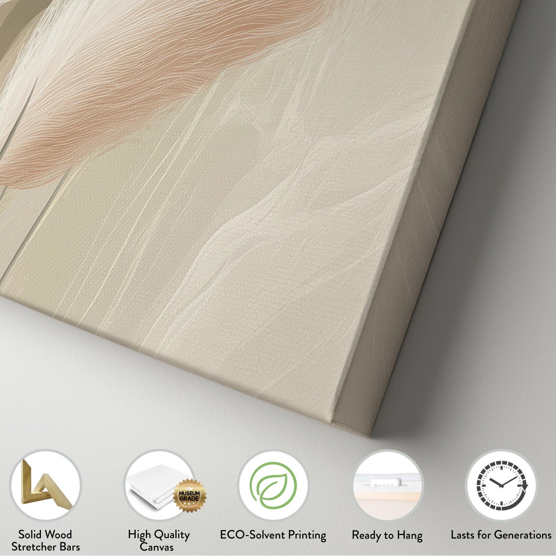 Pampas Grass Botanical Canvas Art | Abstract Impressionist Print | Bohemian Wall Art For Living Room | Creamy Beige Art Square Canvas Art