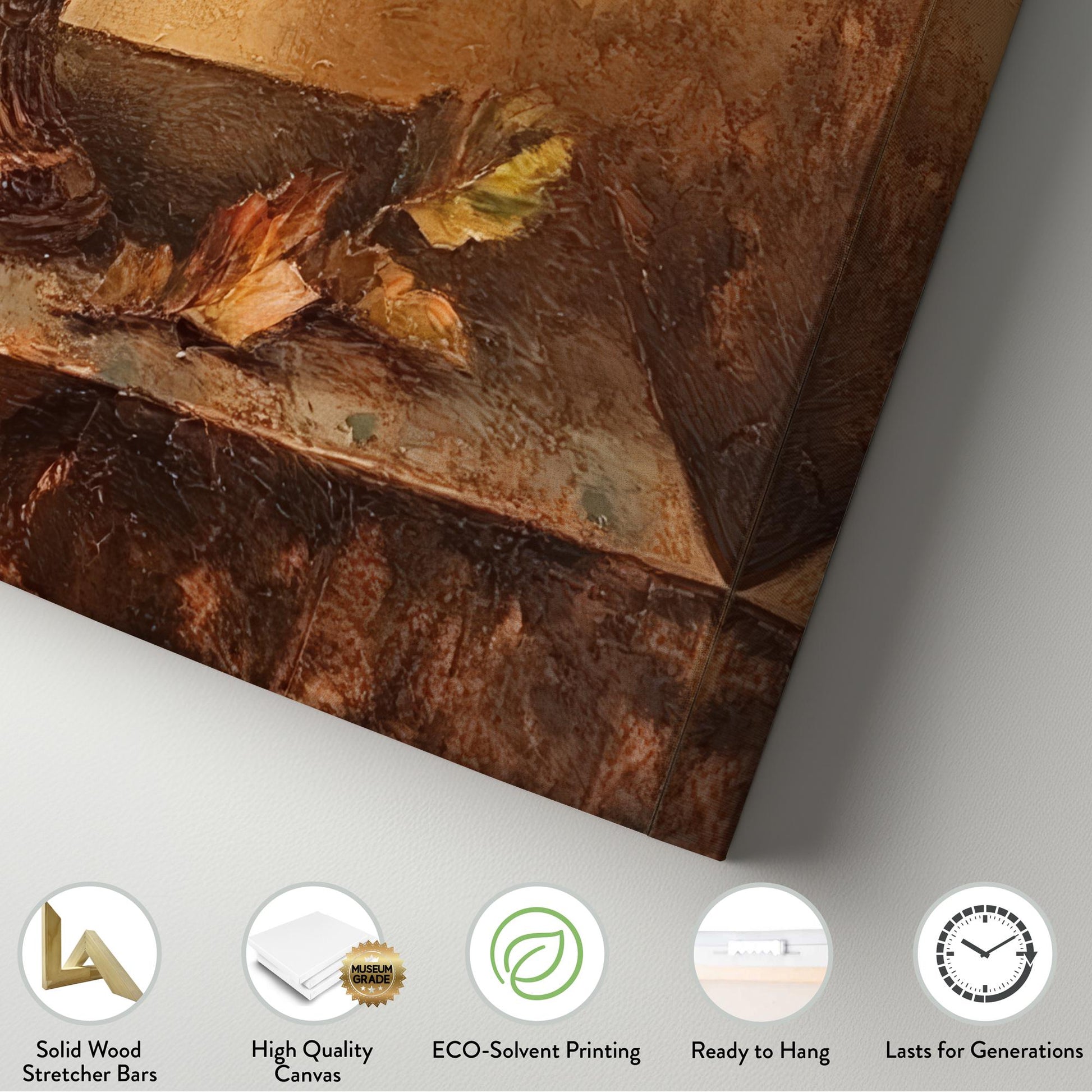 Opulent Fruit Bowl Canvas Art | Impasto Print | Transitional Wall Art For Dining Room | Auburn Gold Art Square Canvas Art