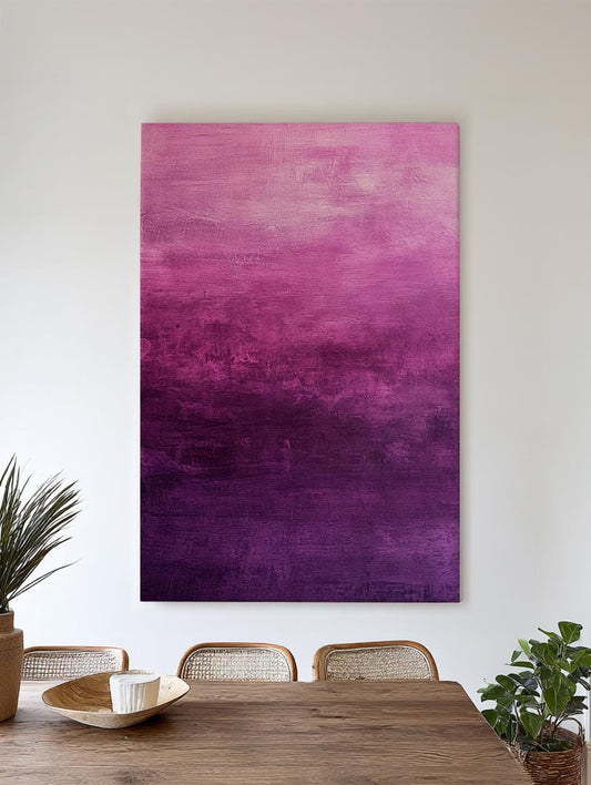 Ombre Abstract Canvas Art | Impasto Painting Print | Bohemian Wall Art For Living Room | Amethyst Plum Art Vertical Canvas