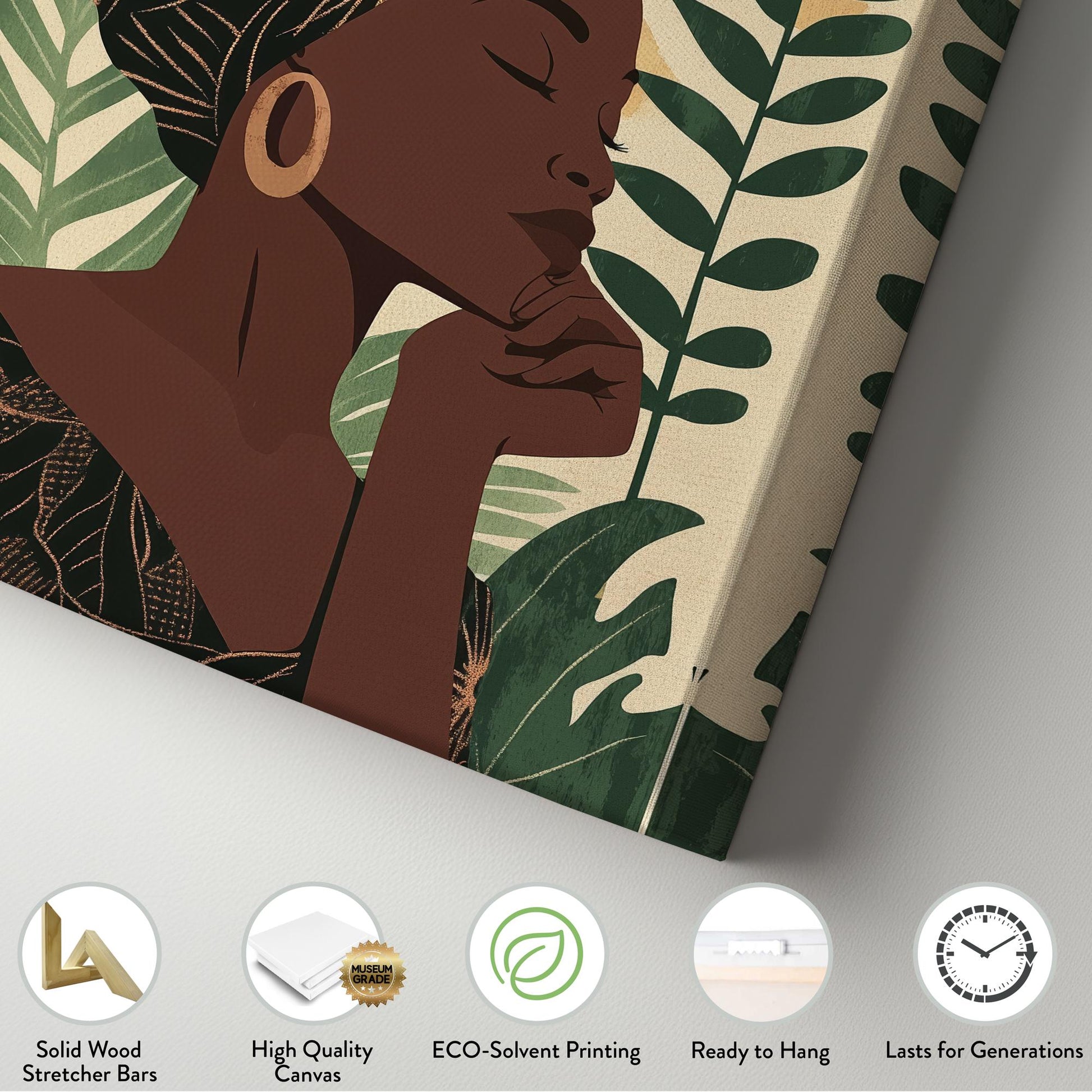 Serene Woman Canvas Art | Abstract Line Art Print | Bohemian Wall Art For Living Room | Warm Sand Olive Art Vertical Canvas
